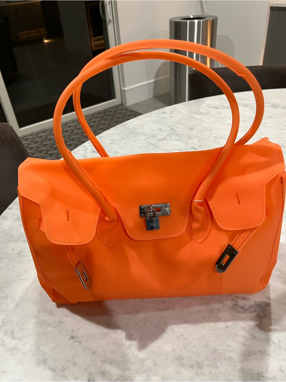 Orange jelly Birkin Structured Tote Handbag - Women's Shoulder Bag